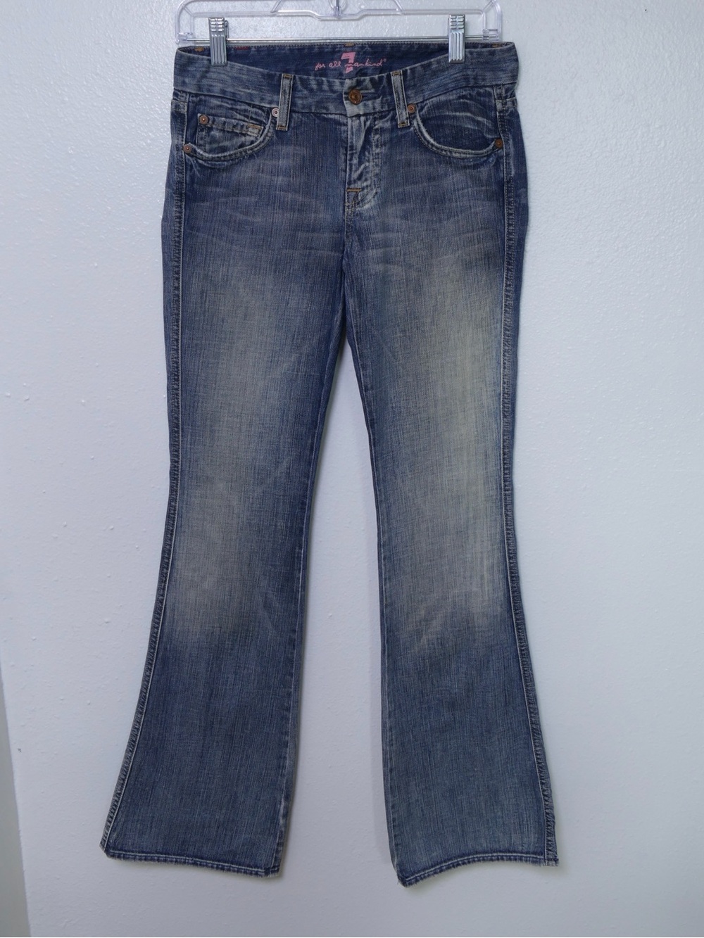 7 For All Mankind Dojo Bootcut Jeans Women’s Size 25 Medium Wash Studded  Y2K